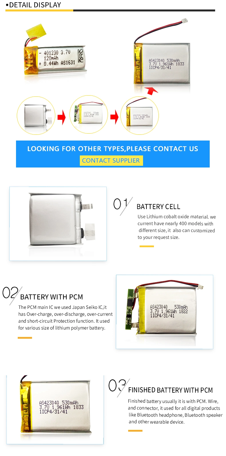 Factory Price 3.7V 853450 1500mAh Lithium Polymer Battery Lipo Battery with UL, CB, CE, Kc, Un38.3