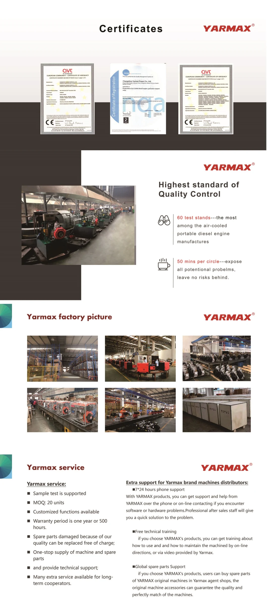 Yarmax 3kw~12kw Silent CE Euro V Certificate Diesel Genset