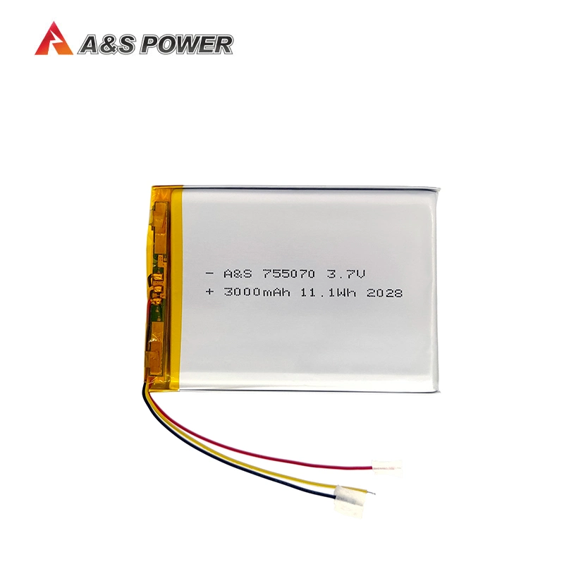 Lipo Battery 755070 Rechargeable Lco 3.7V 3000mAh Lithium Polymer Battery